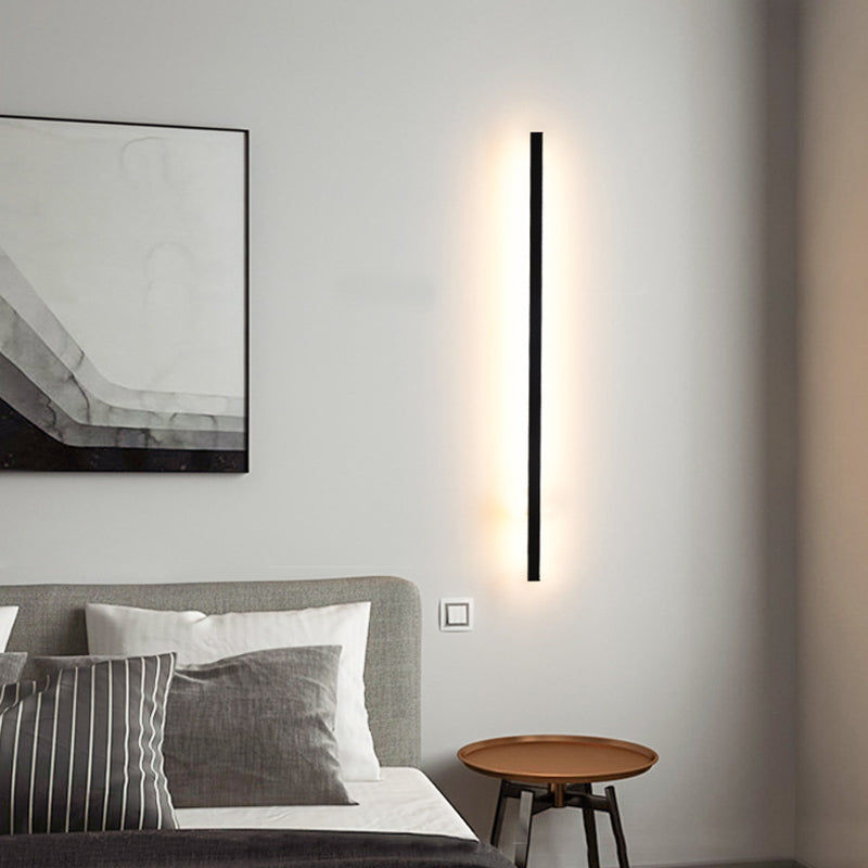 Metal Linear Wall Sconce Lighting Minimalist-Style LED Sconce Light Fixture in Black
