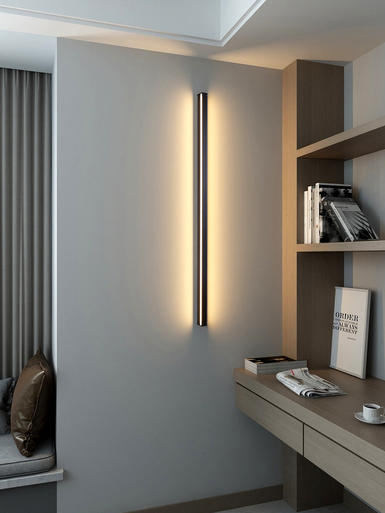 Metal Linear Wall Sconce Lighting Minimalist-Style LED Sconce Light Fixture in Black