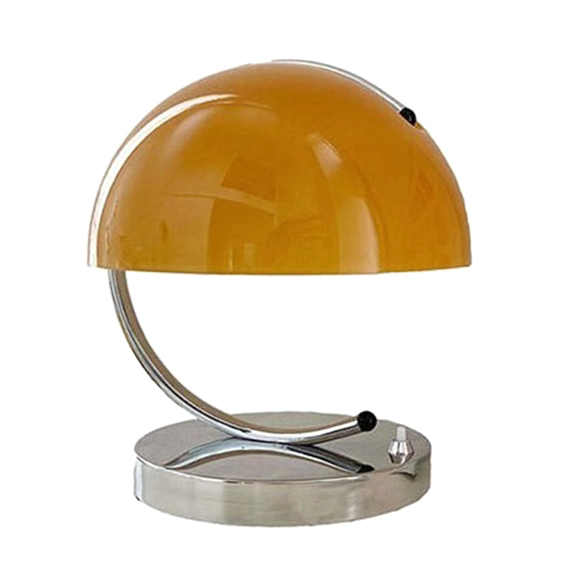 Nordic Dome Glass Nightstand Lamp Single-Bulb Bedroom Table Light with C-Shaped Arm