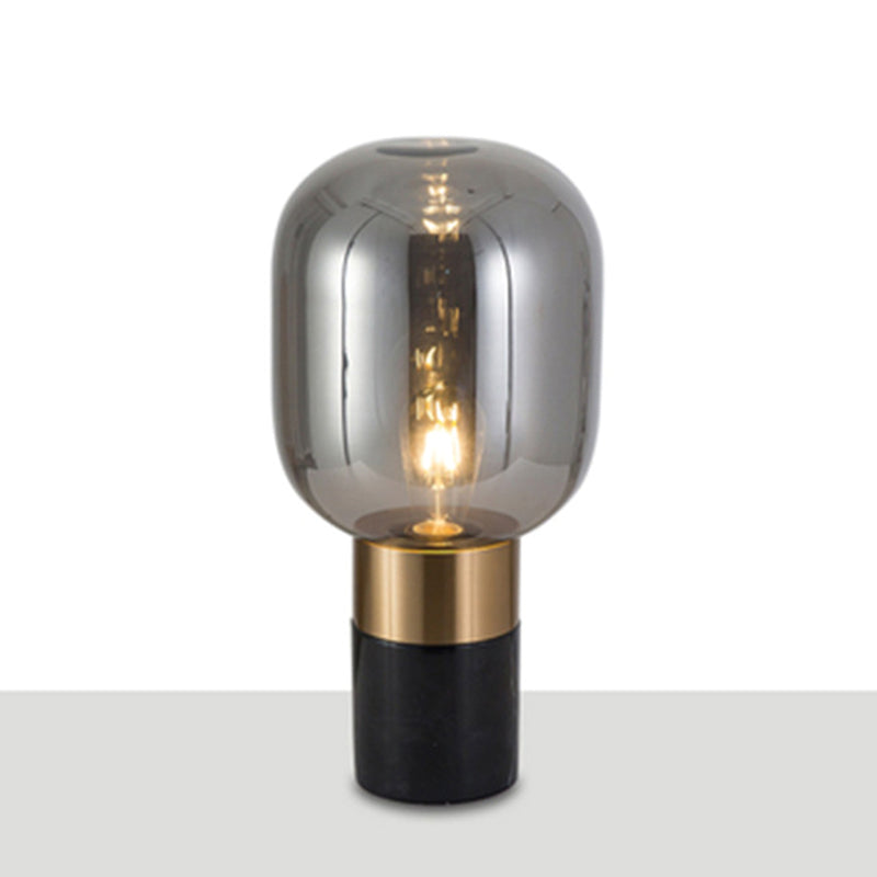 Capsule Shaped Glass Nightstand Lamp Postmodern 1 Bulb Table Light for Bedroom