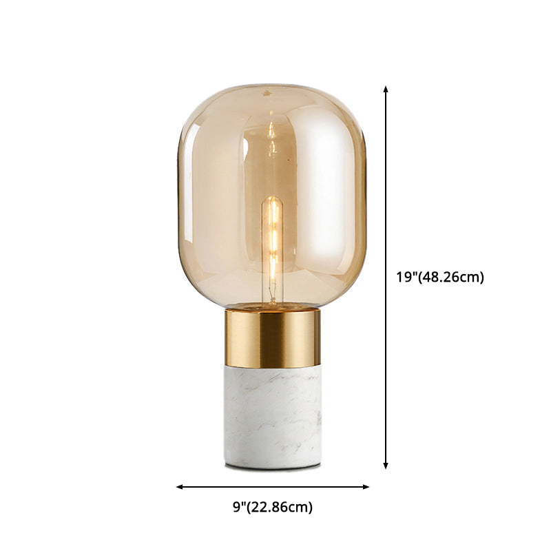 Capsule Shaped Glass Nightstand Lamp Postmodern 1 Bulb Table Light for Bedroom