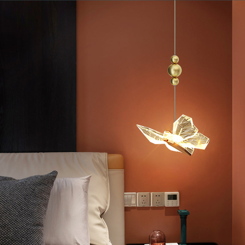 Gold Acrylic Down Lighting Pendant Contemporary 1-Light Ceiling Light for Bedroom