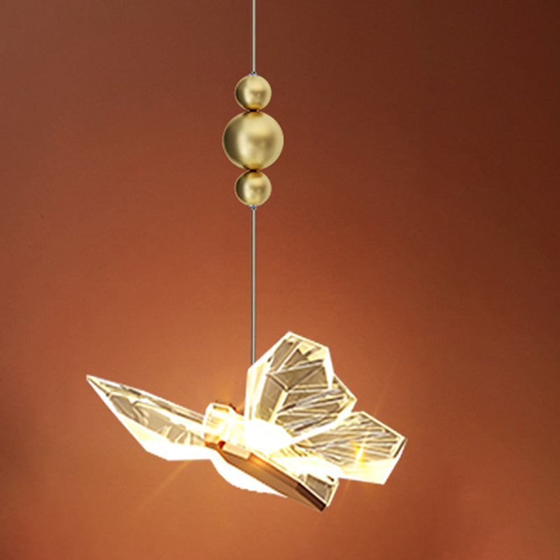 Gold Acrylic Down Lighting Pendant Contemporary 1-Light Ceiling Light for Bedroom