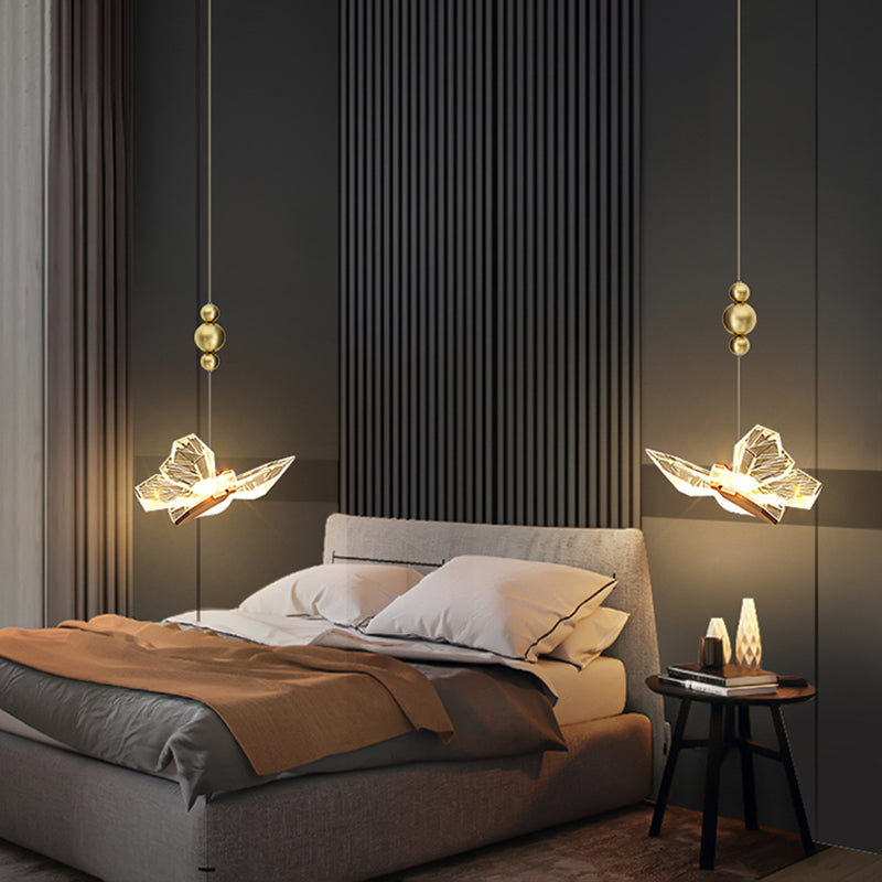 Gold Acrylic Down Lighting Pendant Contemporary 1-Light Ceiling Light for Bedroom