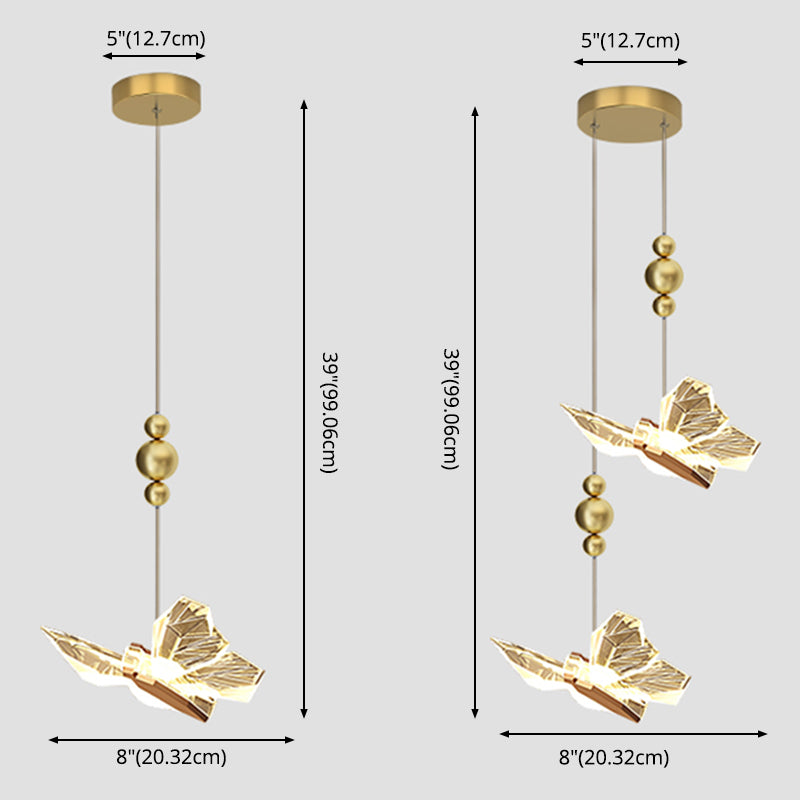 Gold Acrylic Down Lighting Pendant Contemporary 1-Light Ceiling Light for Bedroom