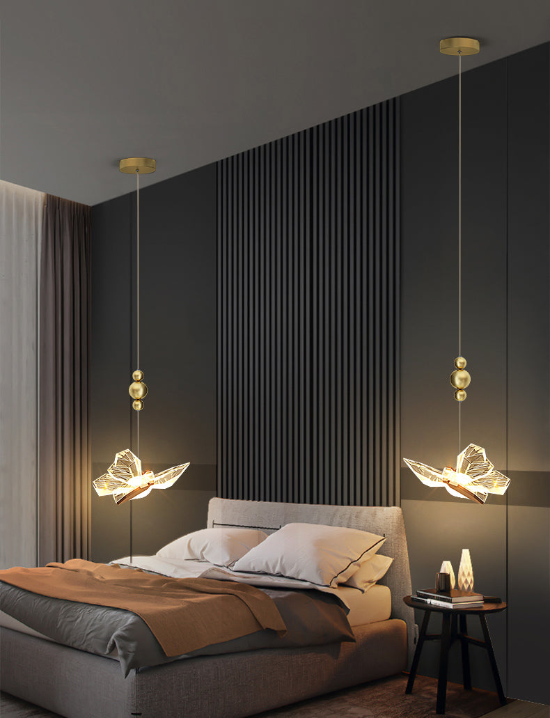 Gold Acrylic Down Lighting Pendant Contemporary 1-Light Ceiling Light for Bedroom