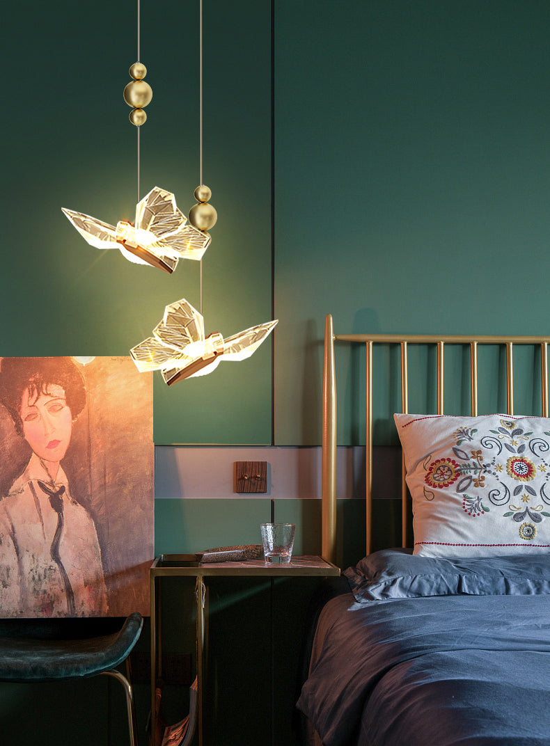 Gold Acrylic Down Lighting Pendant Contemporary 1-Light Ceiling Light for Bedroom