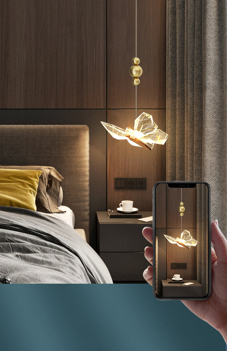 Gold Acrylic Down Lighting Pendant Contemporary 1-Light Ceiling Light for Bedroom