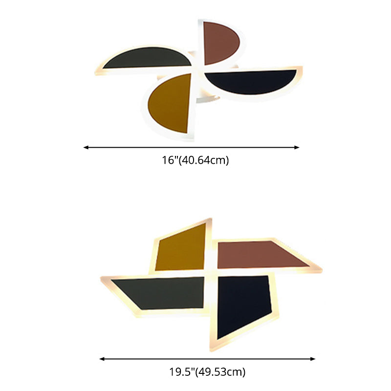 Windmill Metal Ceiling Light Fixture Nordic Style LED Multi-Color Ceiling Mounted Light
