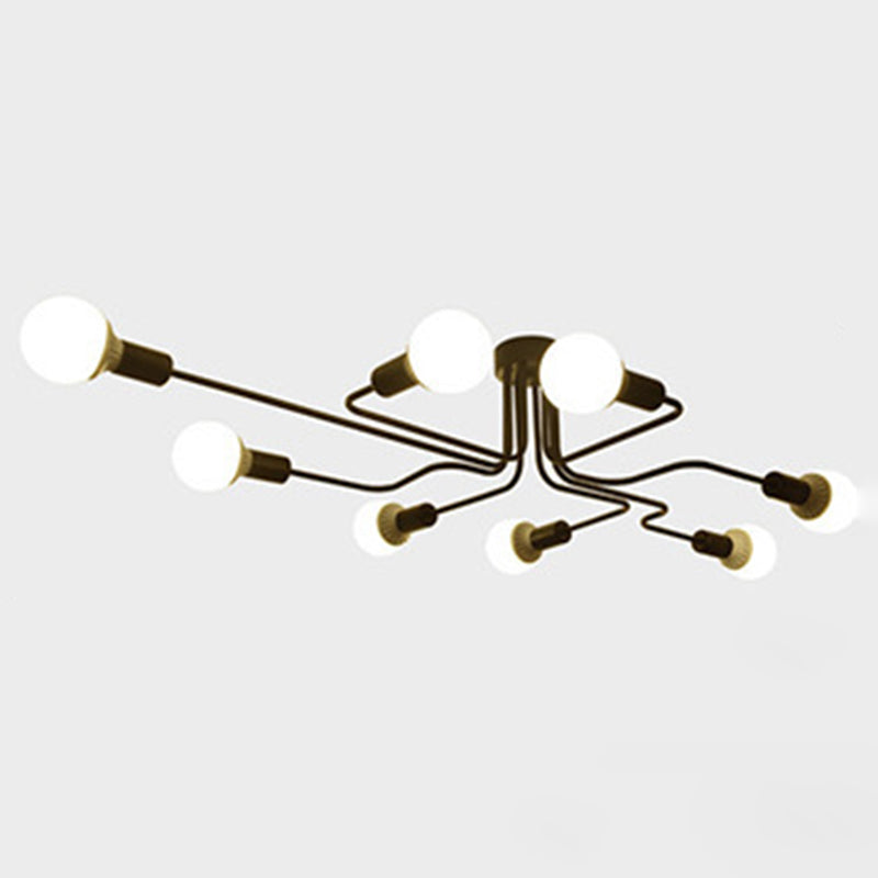 Sputnik Semi Flush Mount Light Fixture Industrial Metallic Ceiling Mount Chandelier for Bedroom