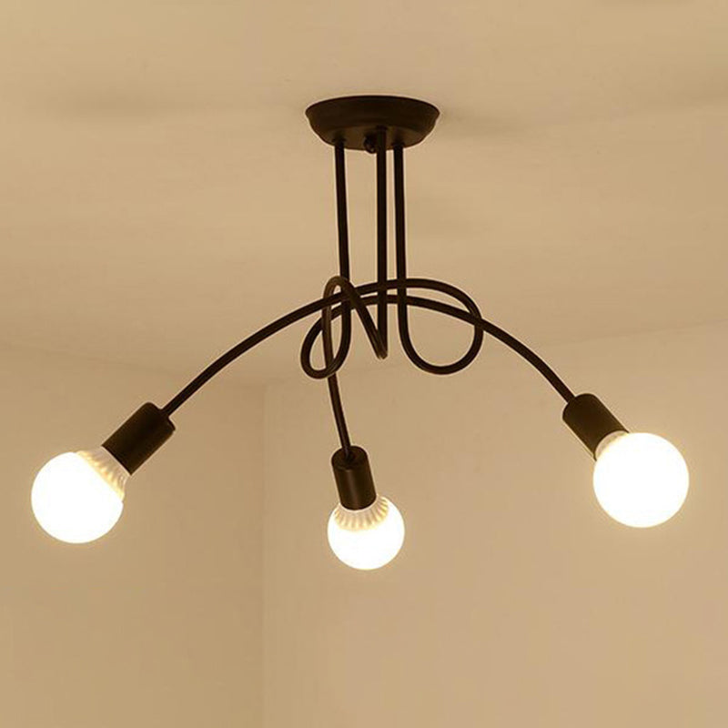 Lustre métallique industriel à montage Semi-encastré, ampoule nue, montage au plafond, pour chambre à coucher