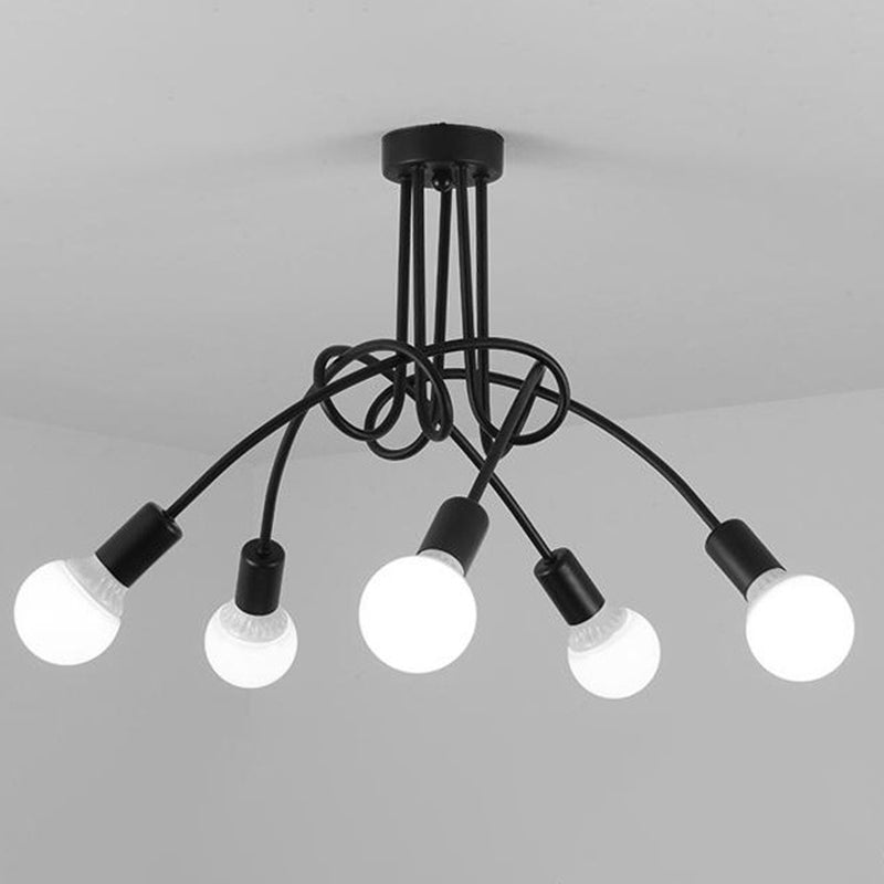 Lustre métallique industriel à montage Semi-encastré, ampoule nue, montage au plafond, pour chambre à coucher