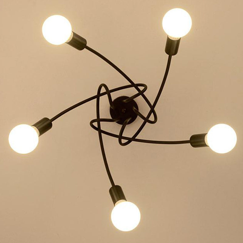 Lustre métallique industriel à montage Semi-encastré, ampoule nue, montage au plafond, pour chambre à coucher