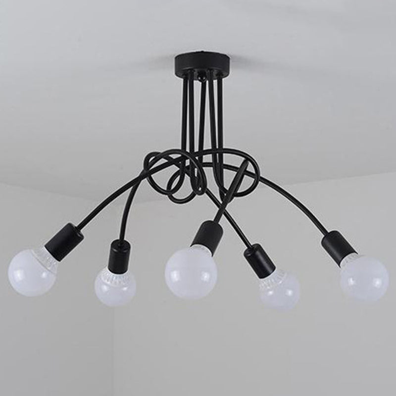 Lustre métallique industriel à montage Semi-encastré, ampoule nue, montage au plafond, pour chambre à coucher