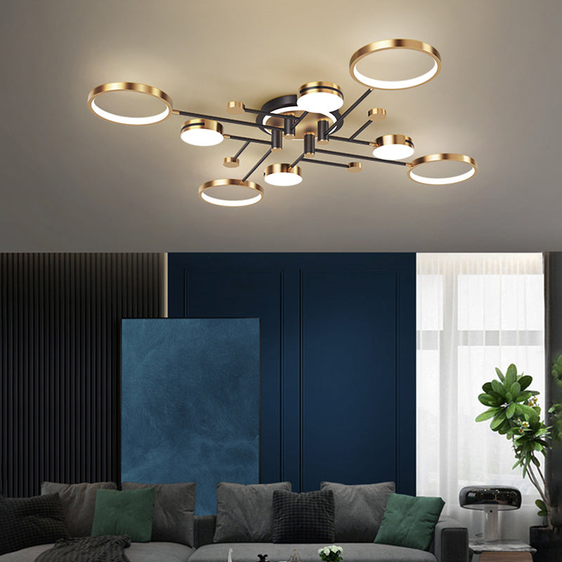 New Modern Metal Flush Light Sputnik Semi Flush Ceiling Light Fixtures for Living Room