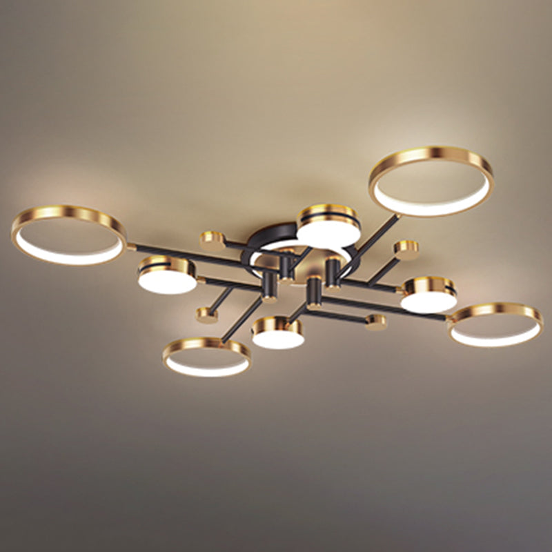 New Modern Metal Flush Light Sputnik Semi Flush Ceiling Light Fixtures for Living Room