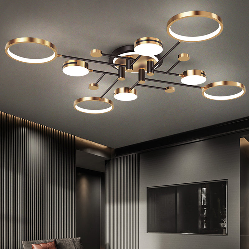 New Modern Metal Flush Light Sputnik Semi Flush Ceiling Light Fixtures for Living Room