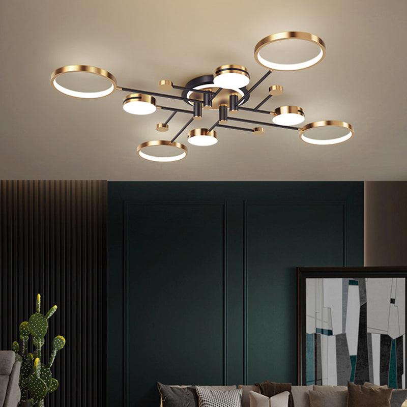 New Modern Metal Flush Light Sputnik Semi Flush Ceiling Light Fixtures for Living Room