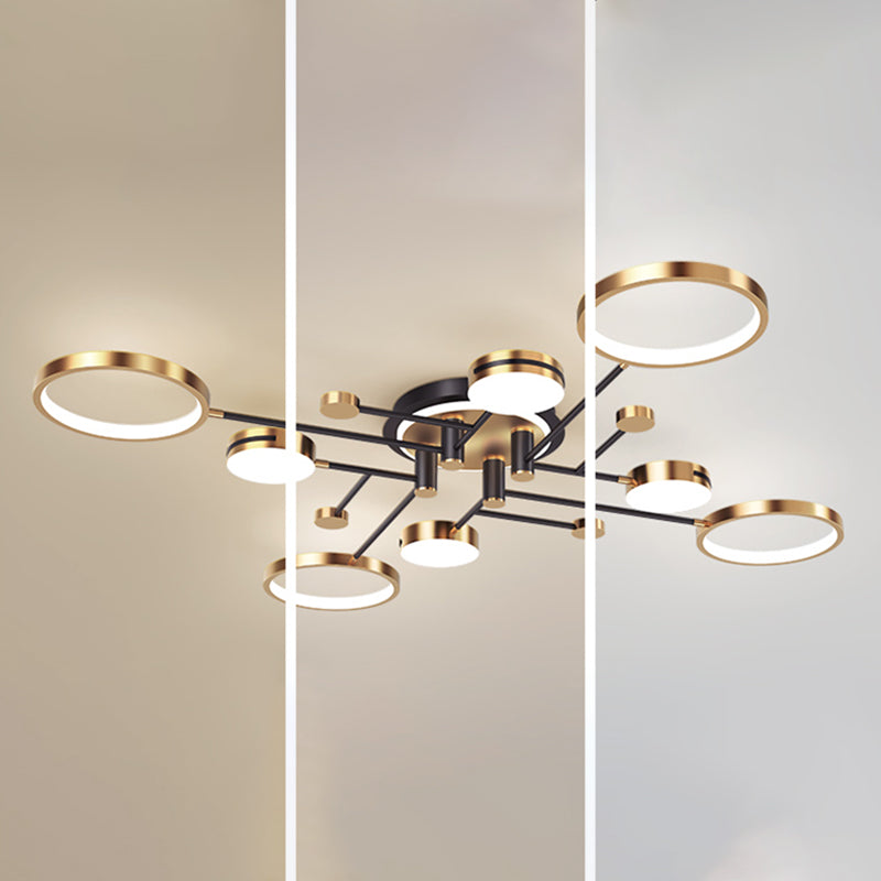New Modern Metal Flush Light Sputnik Semi Flush Ceiling Light Fixtures for Living Room