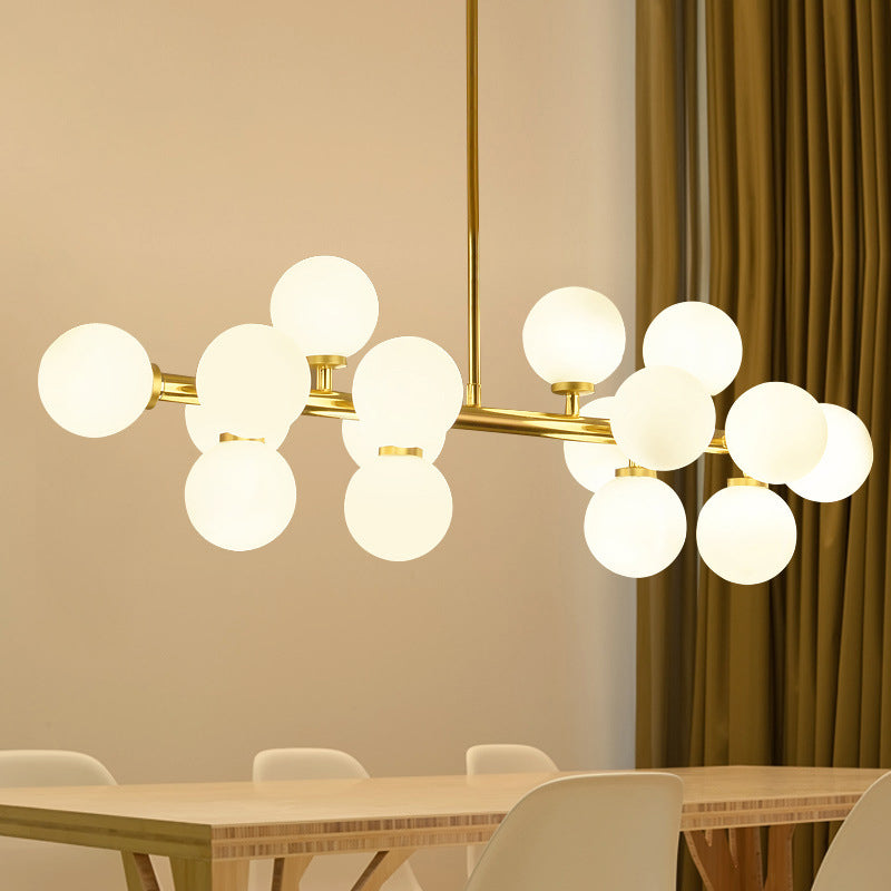 Molécula Dinning Room Illumining Defecture Glass Nordic Island Chandelier Light in White