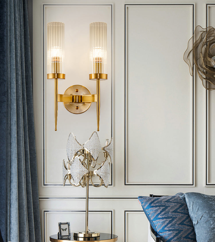 Pure Glass Wall Sconce in Modern Creative Style Wrought Iron Wall Lamp for Living Room