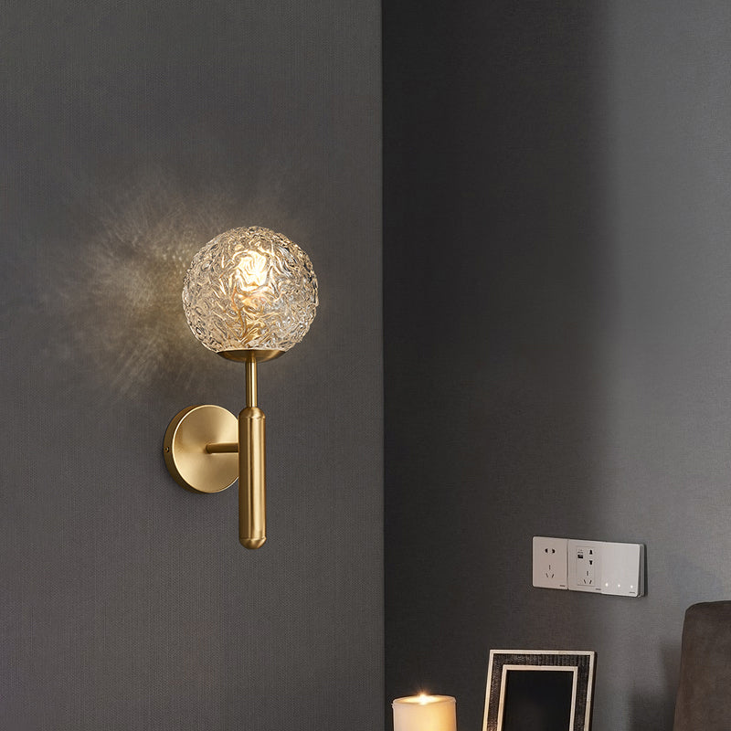 Lámpara de pared colgante de globos de bronce en un estilo de pared de cobre moderno estilo creativo con sombra de vidrio