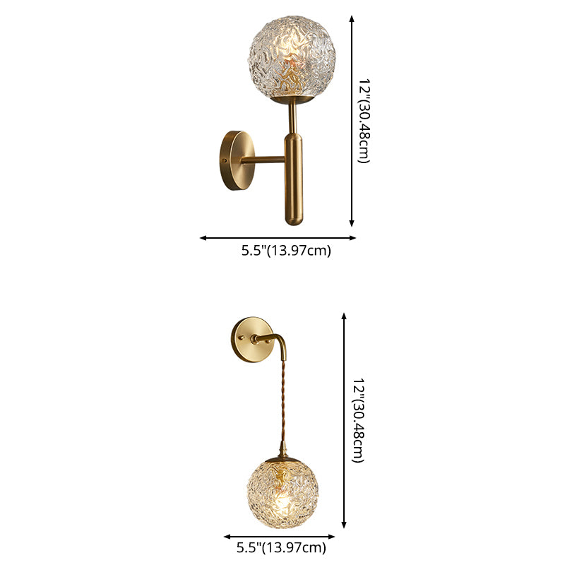 Lámpara de pared colgante de globos de bronce en un estilo de pared de cobre moderno estilo creativo con sombra de vidrio