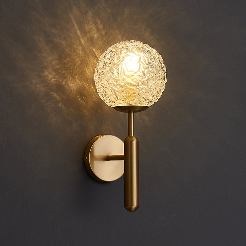 Lámpara de pared colgante de globos de bronce en un estilo de pared de cobre moderno estilo creativo con sombra de vidrio