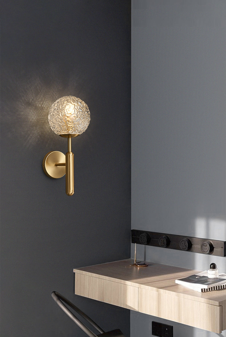 Lámpara de pared colgante de globos de bronce en un estilo de pared de cobre moderno estilo creativo con sombra de vidrio