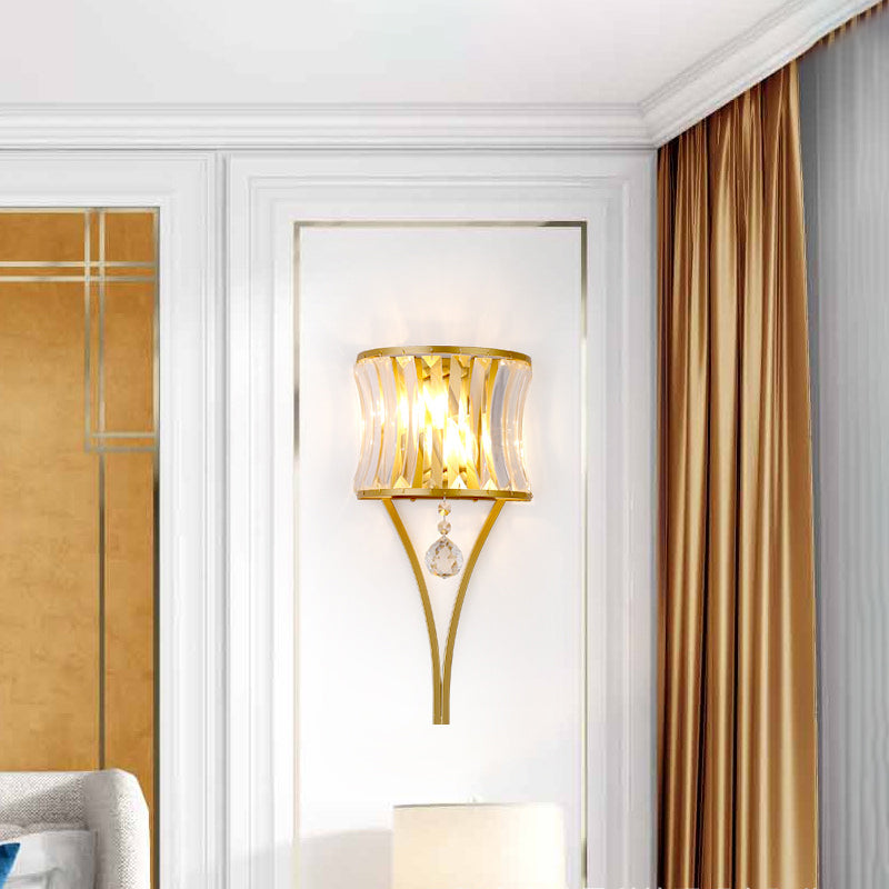 Lámpara de pared geométrica de cristal en moderna luz de pared de hierro forjado de estilo de lujo para espacios interiores