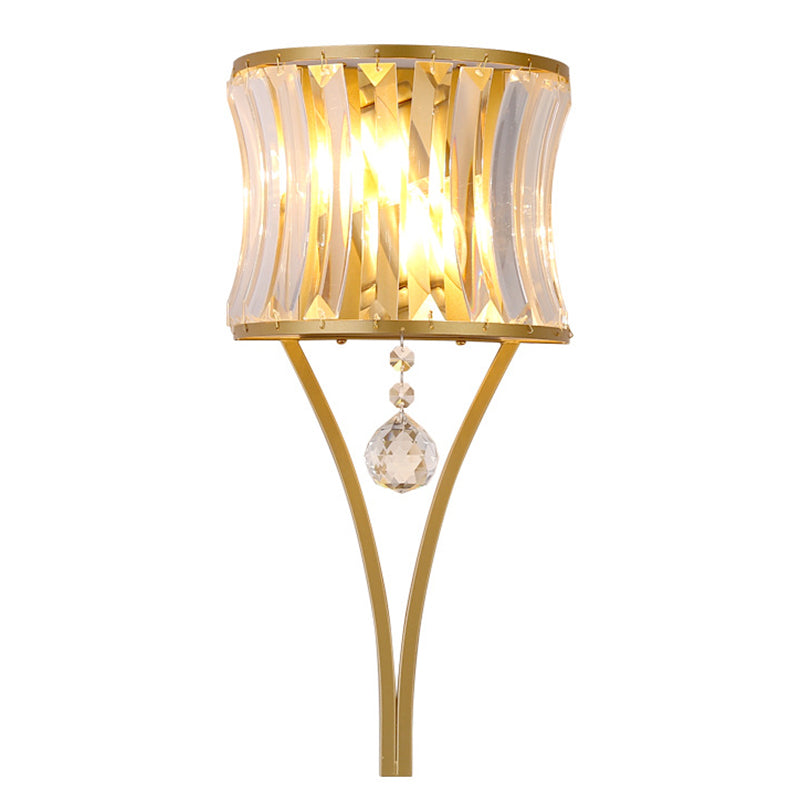 Lámpara de pared geométrica de cristal en moderna luz de pared de hierro forjado de estilo de lujo para espacios interiores