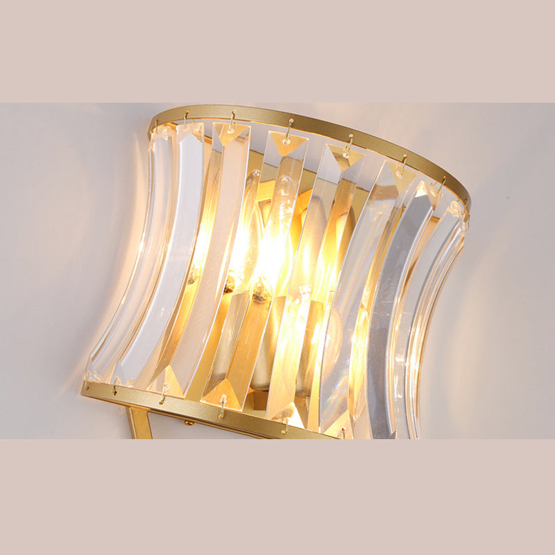 Lámpara de pared geométrica de cristal en moderna luz de pared de hierro forjado de estilo de lujo para espacios interiores