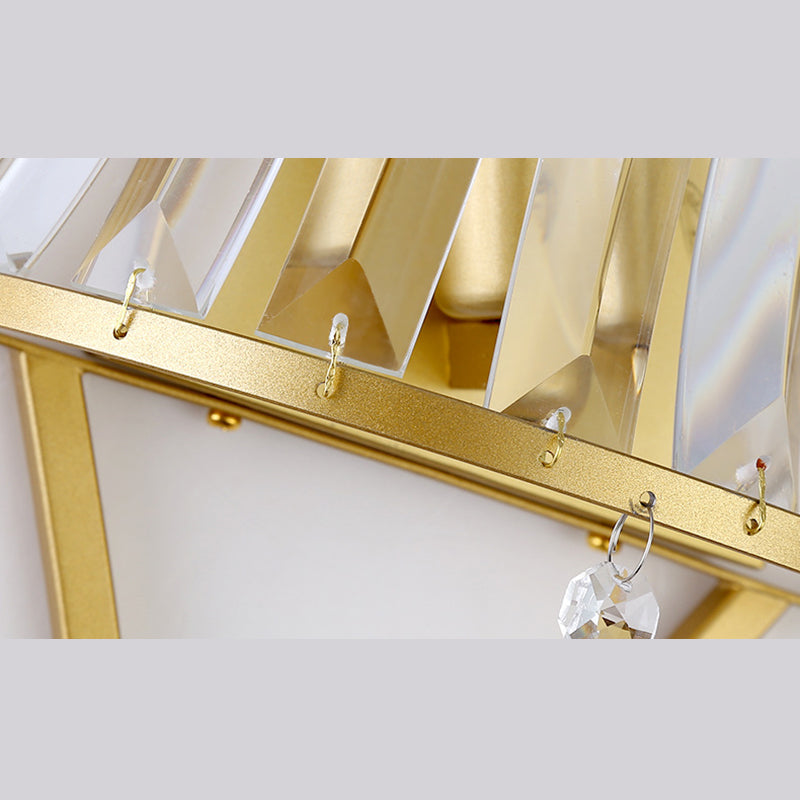 Lámpara de pared geométrica de cristal en moderna luz de pared de hierro forjado de estilo de lujo para espacios interiores