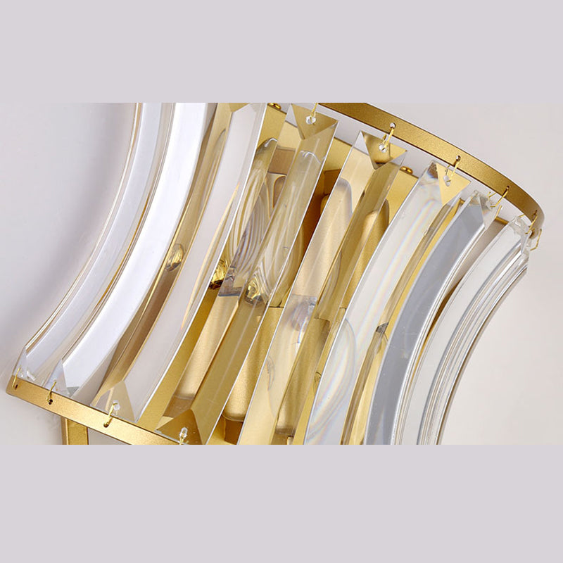 Lámpara de pared geométrica de cristal en moderna luz de pared de hierro forjado de estilo de lujo para espacios interiores