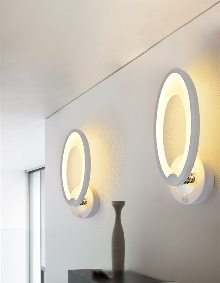 Amplia de la pared LED blanca acrílica en la lámpara de pared geométrica de hierro forjado de estilo conciso moderno para espacios interiores