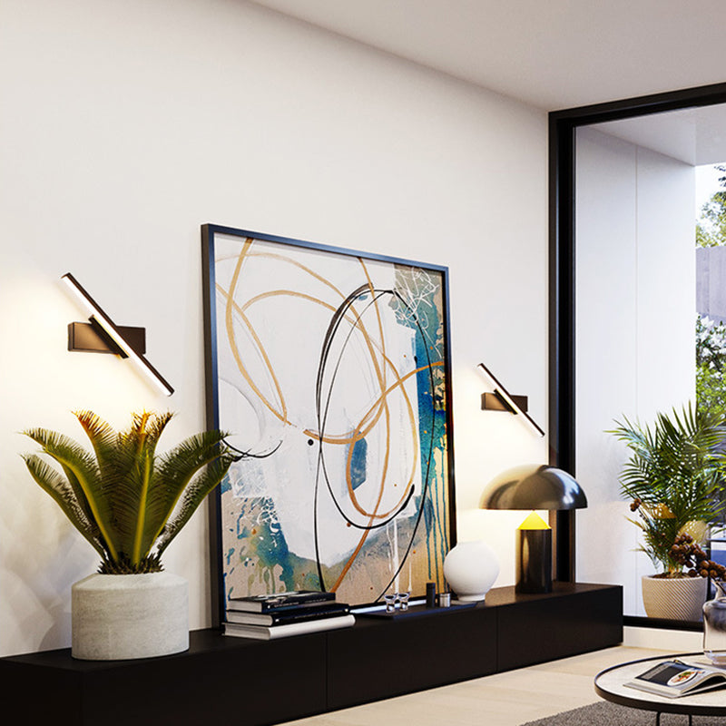 Lámpara de pared LED rectangular de aluminio en simplicidad moderna de hierro forjado aplastador de pared giratoria con sombra de silicona