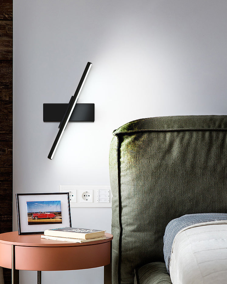 Lámpara de pared LED rectangular de aluminio en simplicidad moderna de hierro forjado aplastador de pared giratoria con sombra de silicona