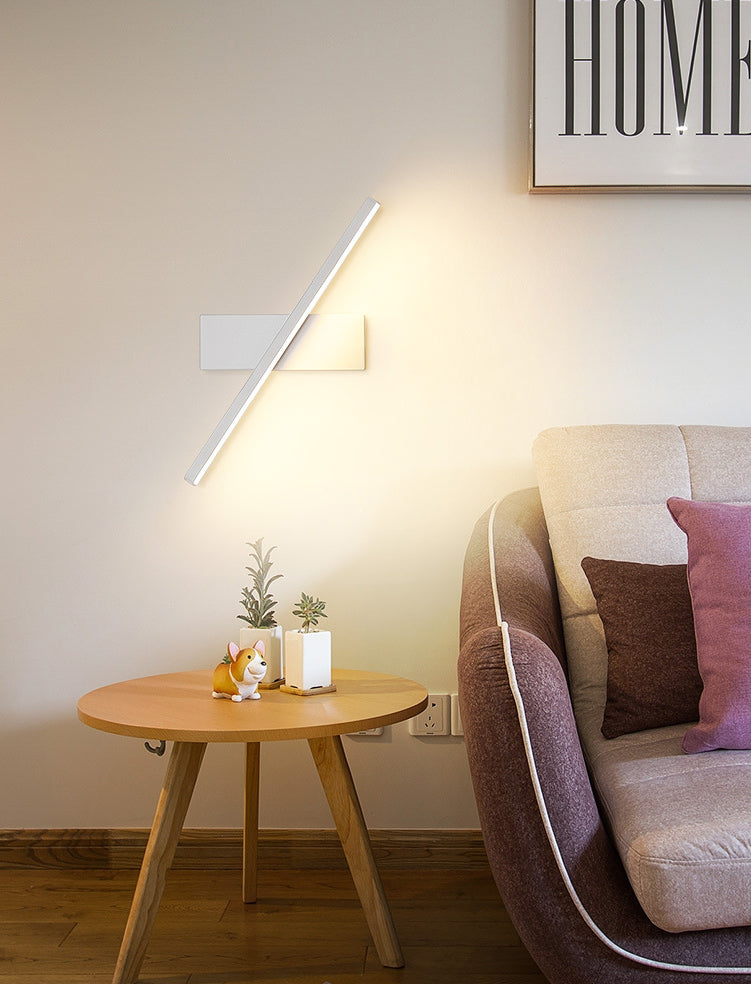 Lámpara de pared LED rectangular de aluminio en simplicidad moderna de hierro forjado aplastador de pared giratoria con sombra de silicona