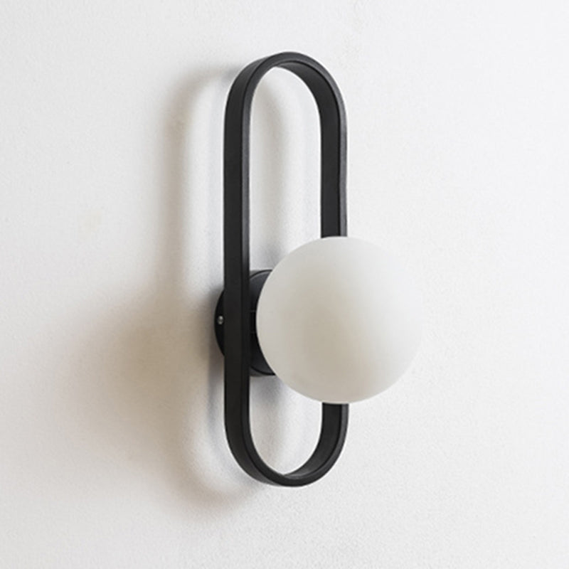 Glass Globe Wall Sconce in Modern Simplicity Wrought Iron Wall Lamp for Interior Spaces