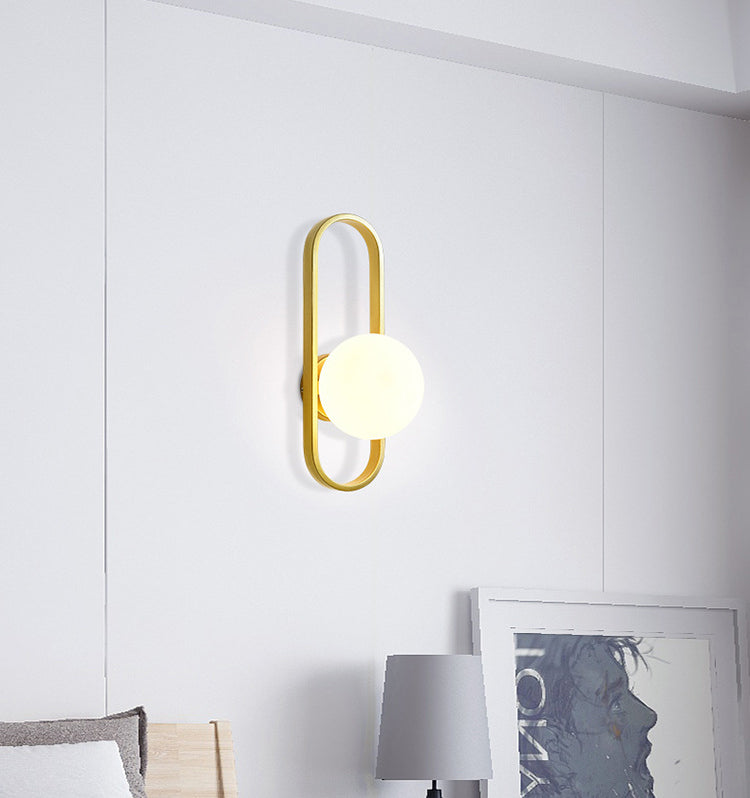 Glass Globe Wall Sconce in Modern Simplicity Wrought Iron Wall Lamp for Interior Spaces