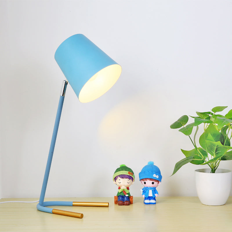 Table en métal en forme de seau Macaron 1 lampe de chevet de bulbe avec base en U