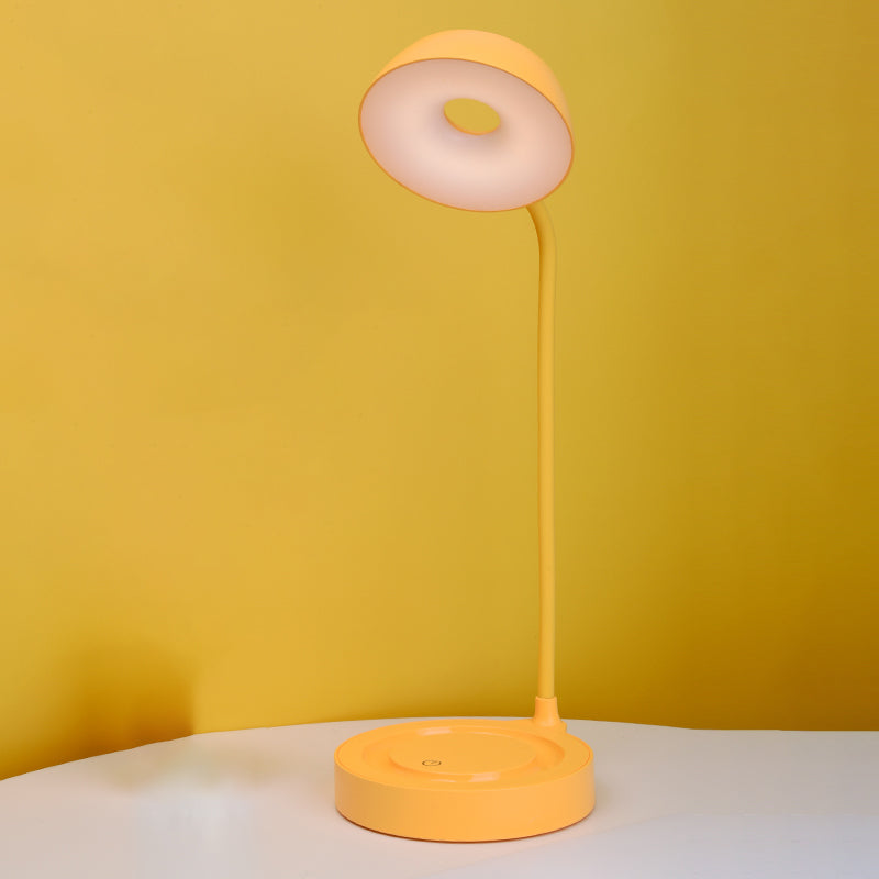 Macaron LED Table Lamp Flexible Gooseneck Nightstand Light with Plastic Shade