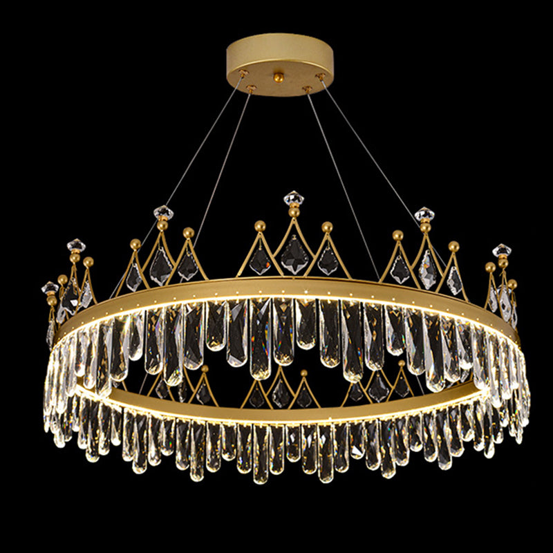 New Modern Gold Tiered Chandelier Light Fixtures Crystal LED Hanging Lamp for Living Room