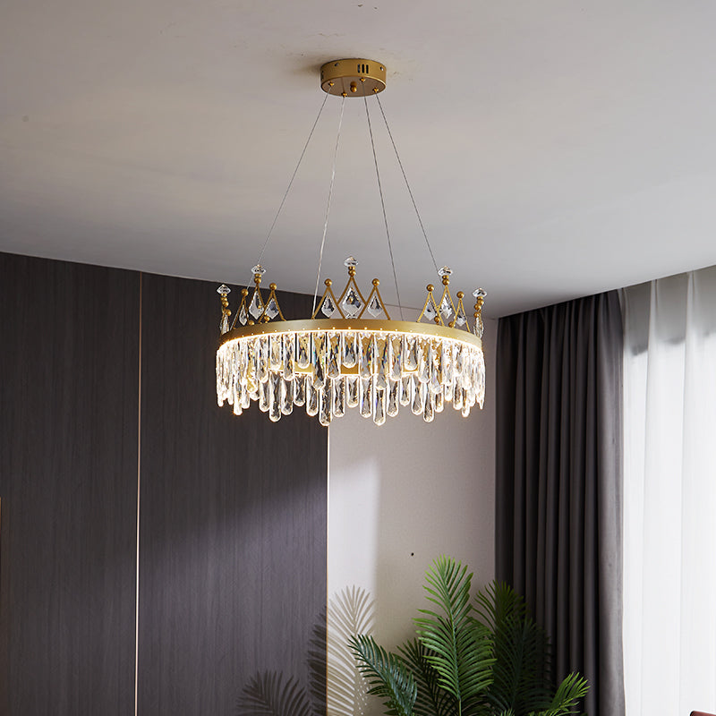New Modern Gold Tiered Chandelier Light Fixtures Crystal LED Hanging Lamp for Living Room