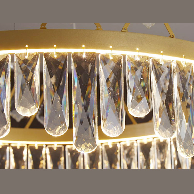 New Modern Gold Tiered Chandelier Light Fixtures Crystal LED Hanging Lamp for Living Room