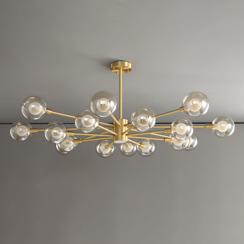 Contemporary Clear Glass Hanging Light Fixtures Starburst Sockets Chandelier for Living Room