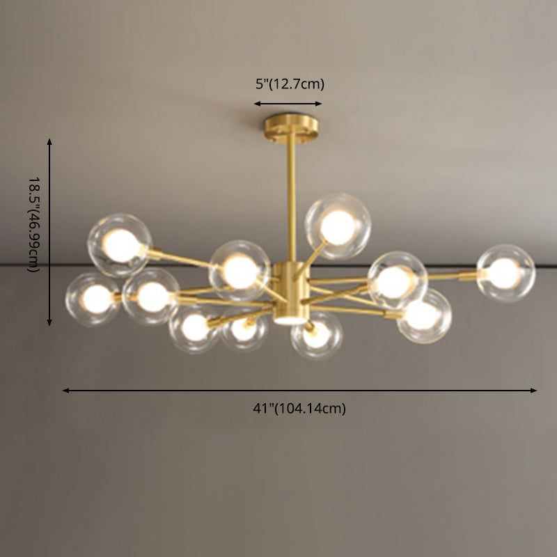 Contemporary Clear Glass Hanging Light Fixtures Starburst Sockets Chandelier for Living Room