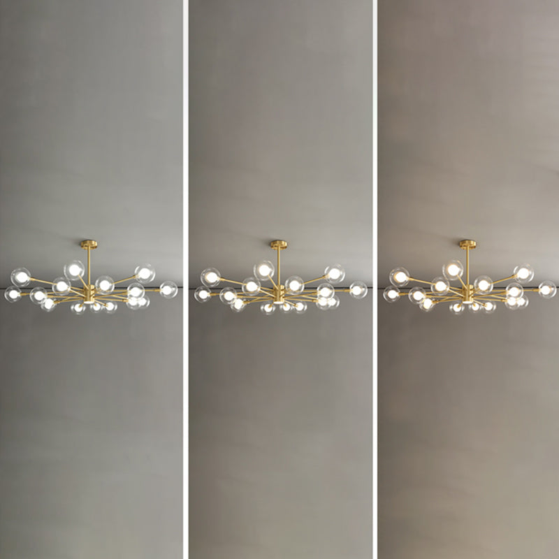 Contemporary Clear Glass Hanging Light Fixtures Starburst Sockets Chandelier for Living Room