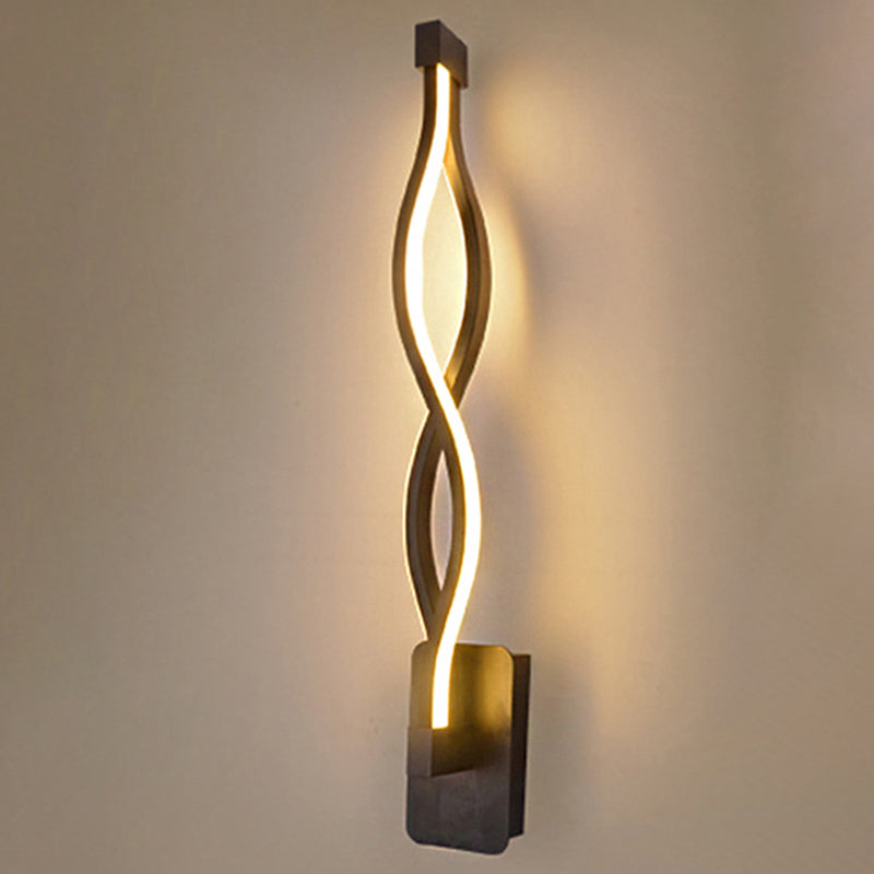 Black LED Linear Wall Sconce in Modern Concise Style Wrought Iron Wall Lamp with Silicone Shade