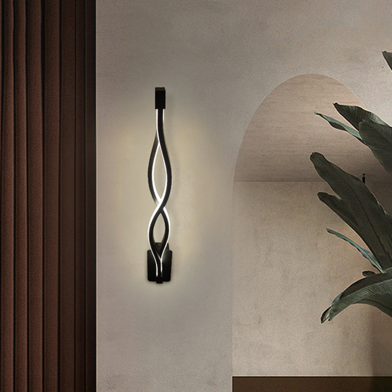 Black LED Linear Wall Sconce in Modern Concise Style Wrought Iron Wall Lamp with Silicone Shade